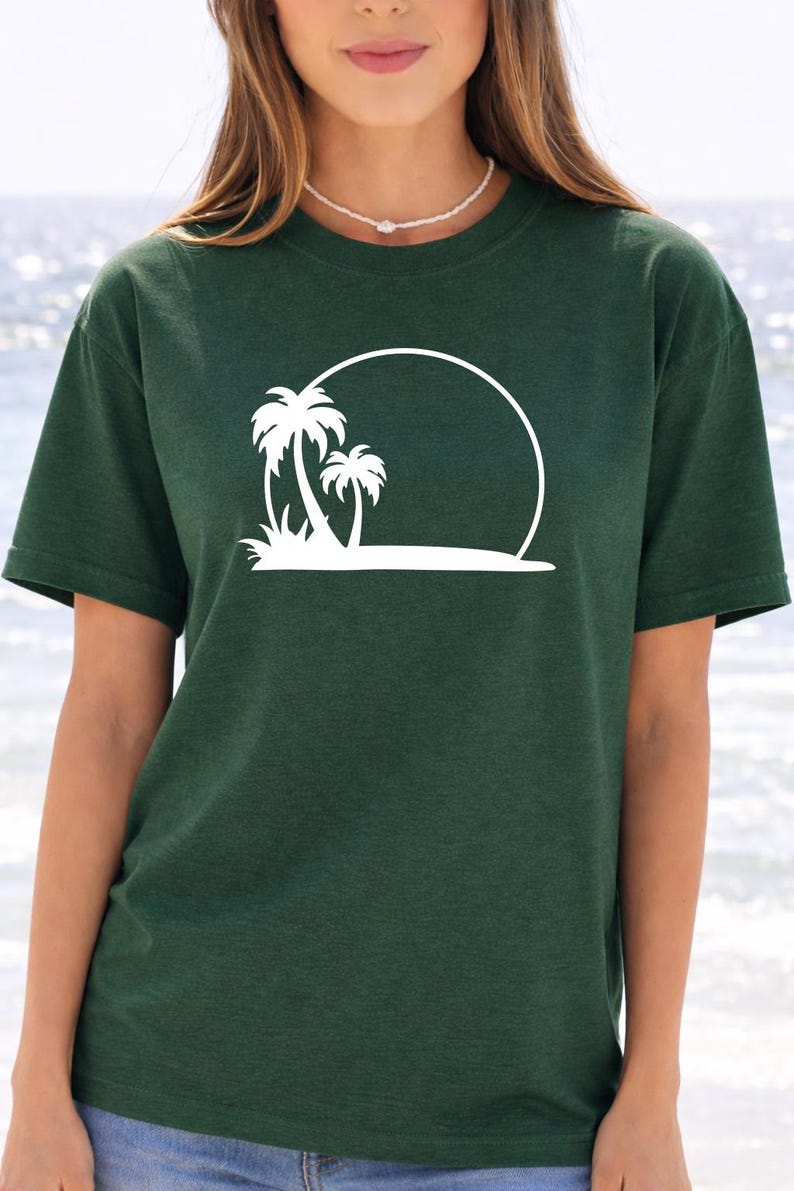 Palm Tree Sunset Tee, Minimal Beach Silhouette t-shirt image 8