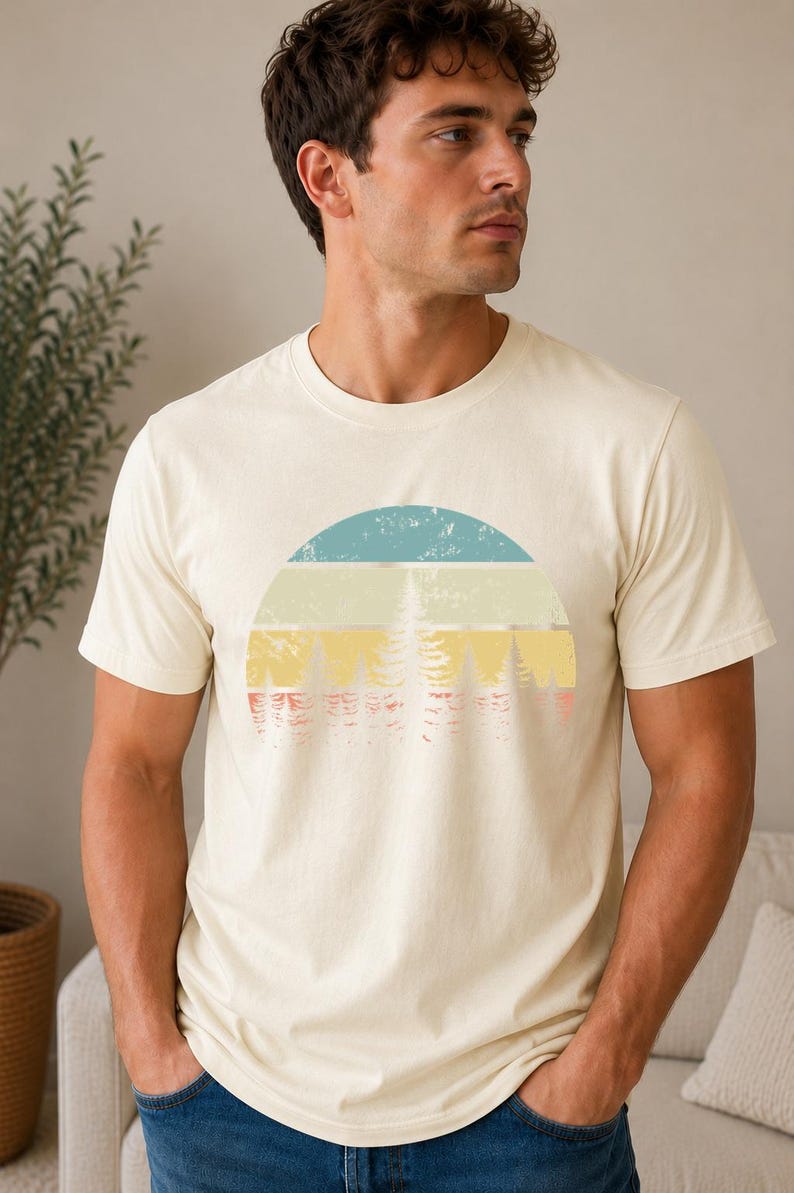 Problem Tree Visual Layout Retro Pine Forest Shirt, Vintage Nature Sunset Tee, Camping Hiking ...