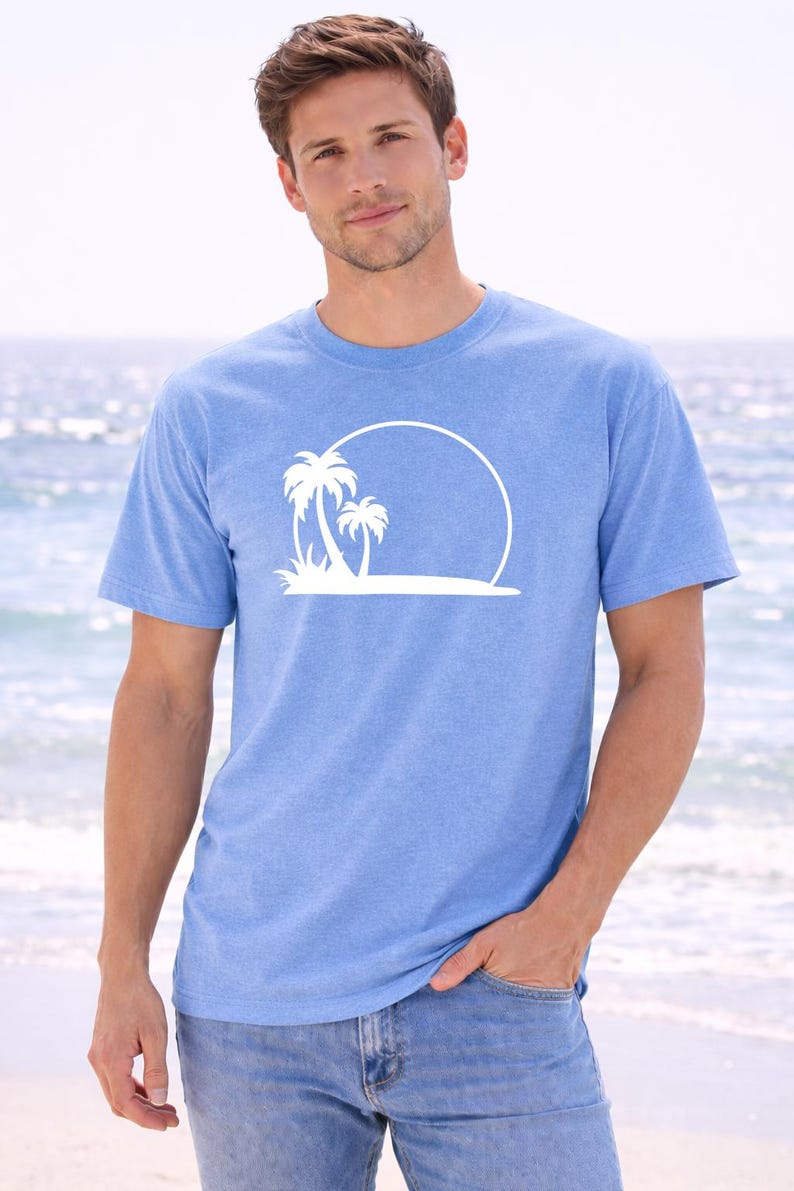 Palm Tree Sunset Tee, Minimal Beach Silhouette t-shirt image 3
