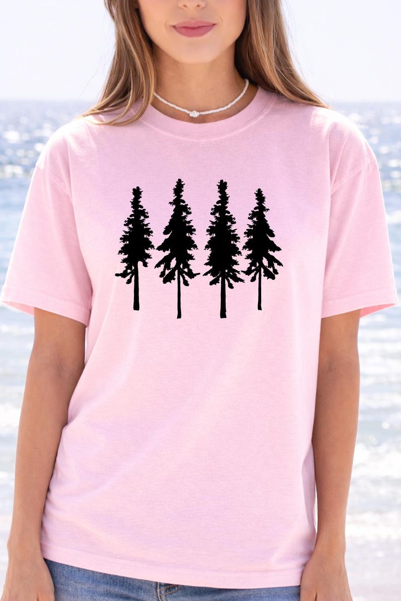 Pine Tree Line Art Shirt - Simple Forest Silhouette Graphic image 11