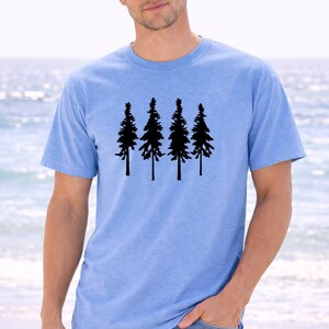 Pine Tree Line Art Shirt - Simple Forest Silhouette Graphic image 3