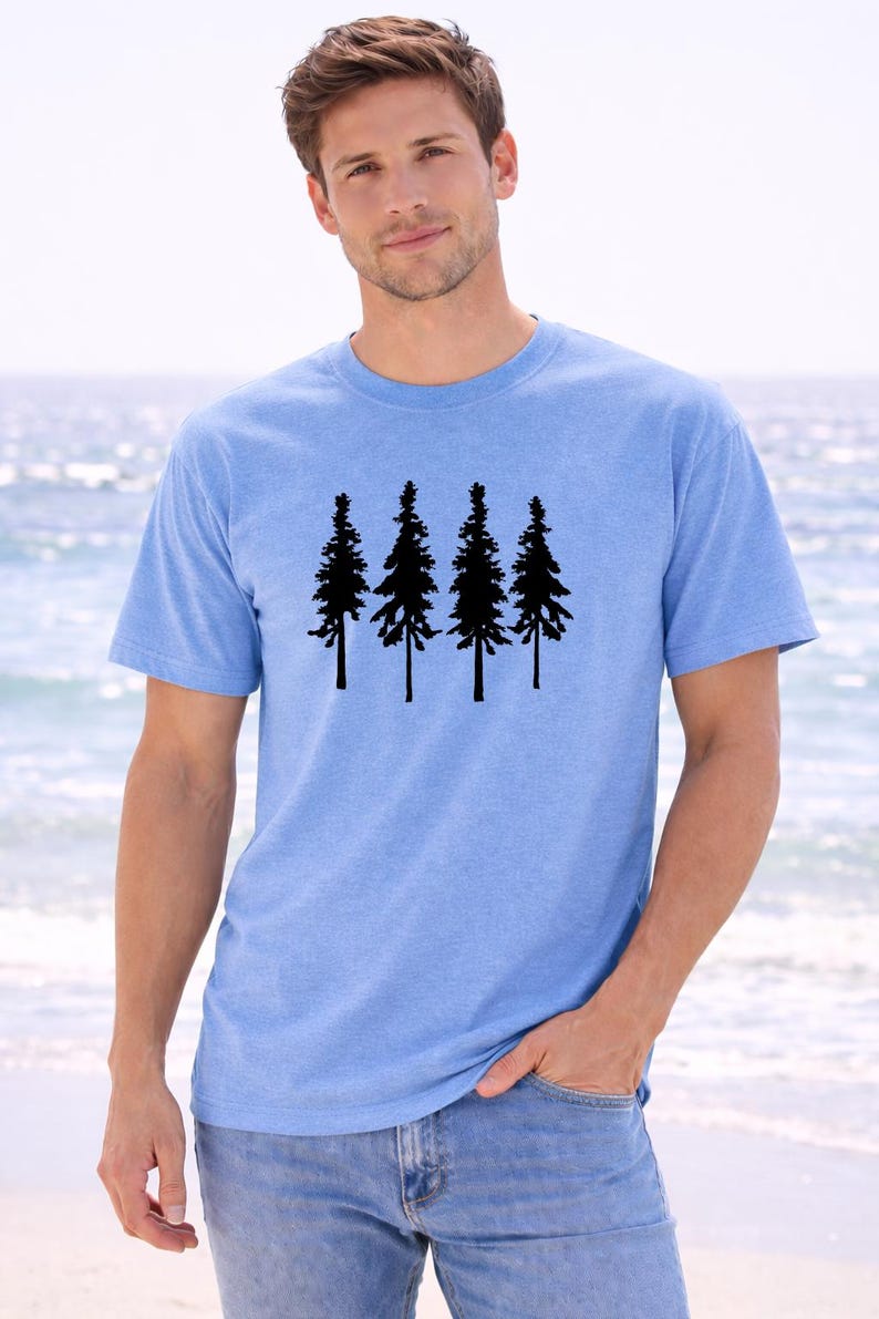 Pine Tree Line Art Shirt - Simple Forest Silhouette Graphic image 3
