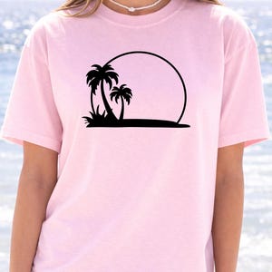 Palm Tree Sunset Tee, Minimal Beach Silhouette t-shirt image 11