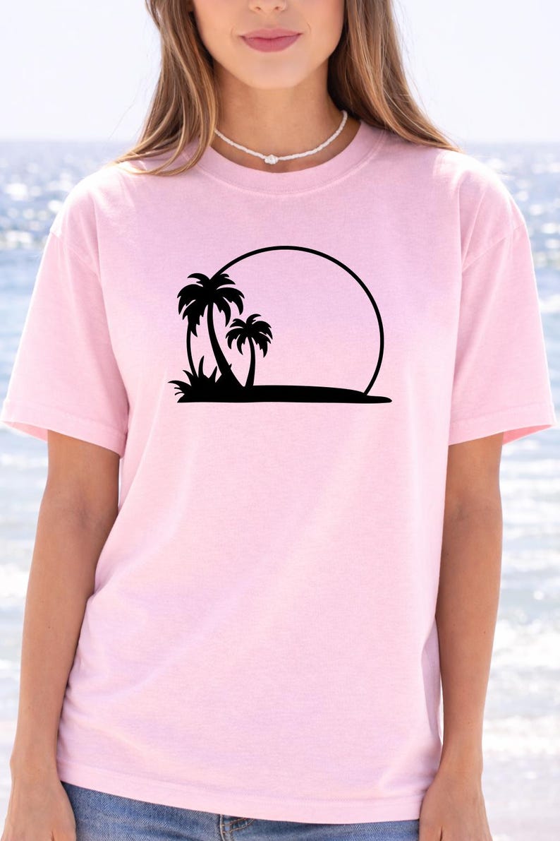 Palm Tree Sunset Tee, Minimal Beach Silhouette t-shirt image 11