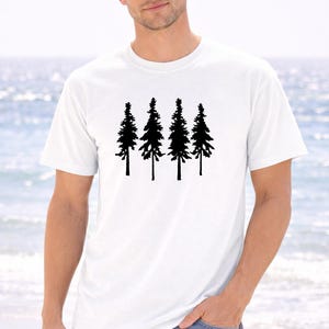 Pine Tree Line Art Shirt - Simple Forest Silhouette Graphic image 5