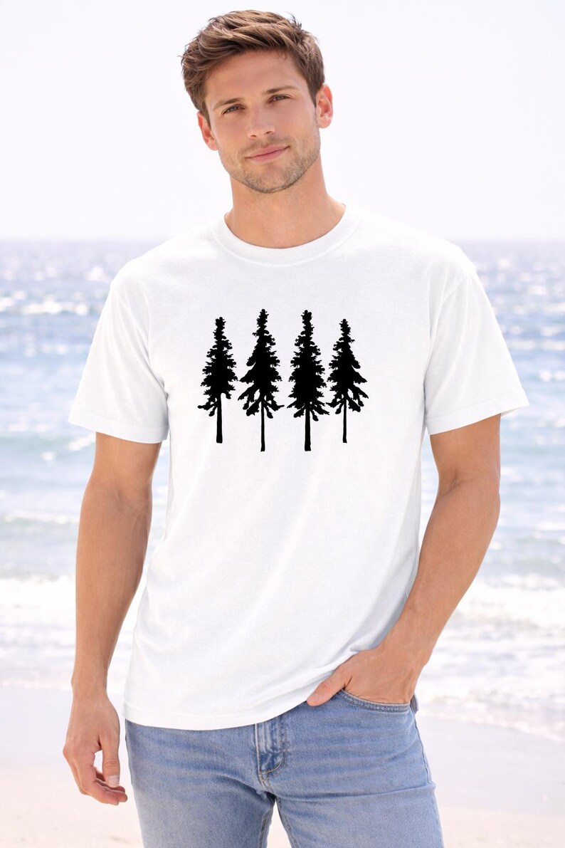 Pine Tree Line Art Shirt - Simple Forest Silhouette Graphic image 5