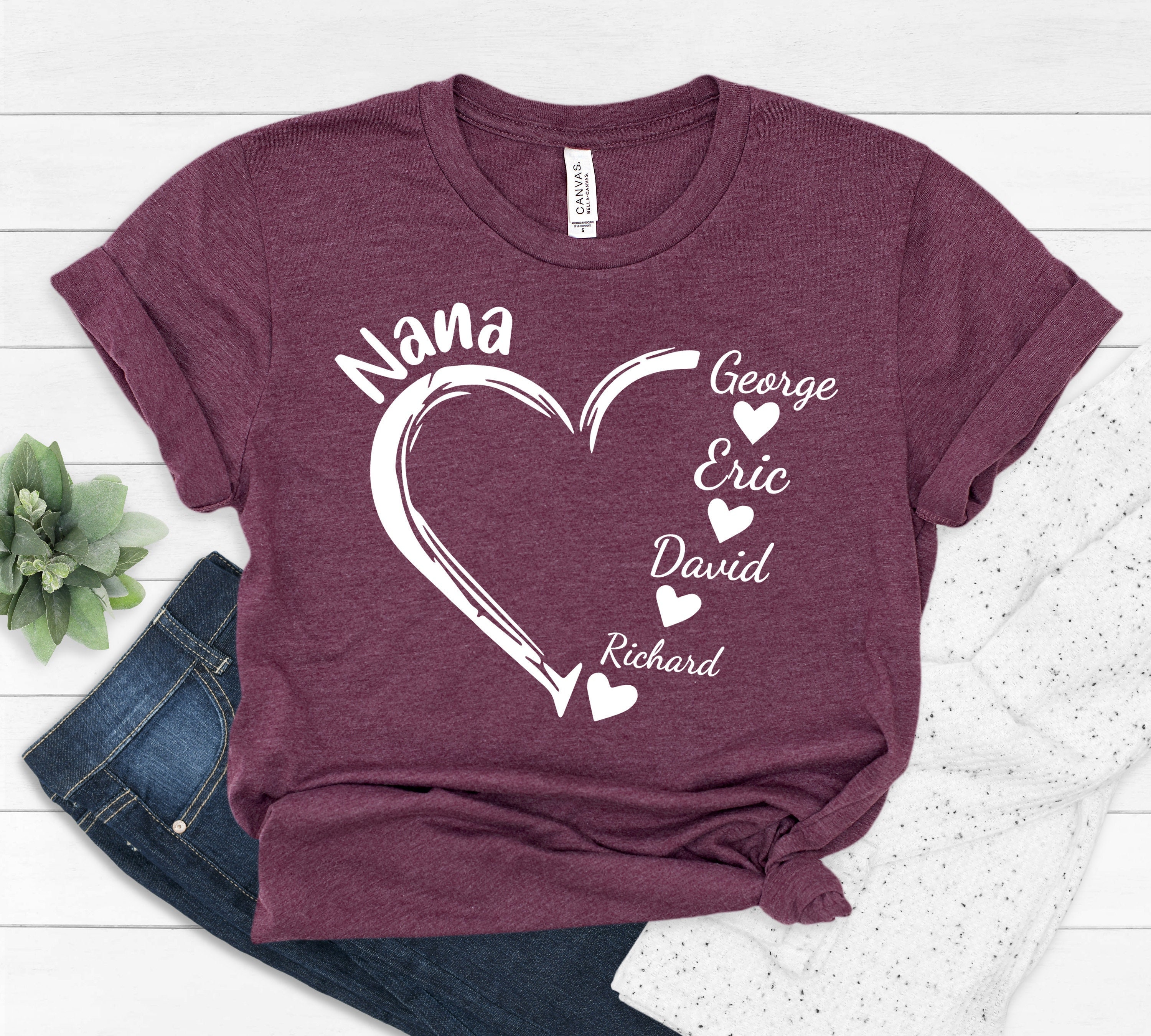 Custom Nana Shirt With Grandkids Name, Nana Heart Shirt, Nana Shirt , Gift For Grandma, Grandkids Name Shirt, Mother's Day Shirt