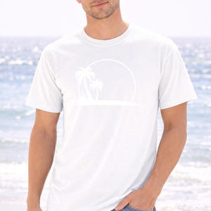 Palm Tree Sunset Tee, Minimal Beach Silhouette t-shirt image 5