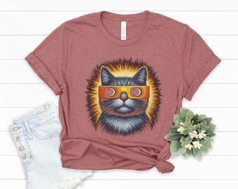 Cat Solar Eclipse 2024 T-Shirt: Funny Totality Tee