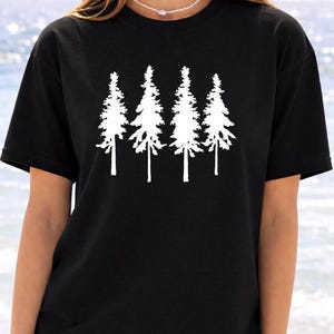 Pine Tree Line Art Shirt - Simple Forest Silhouette Graphic image 2