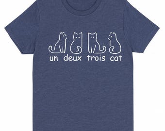 Funny French Cat Tee, Un Deux Trois (Unisex Sizes S-XXL)