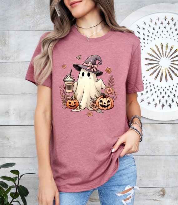 Ghost Halloween Pumpkin Shirt - Cute Spooky Tee for Women, Men & Kids - Fall Festive Apparel, Trick or Treat Costume Idea