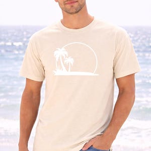 Palm Tree Sunset Tee, Minimal Beach Silhouette t-shirt image 4