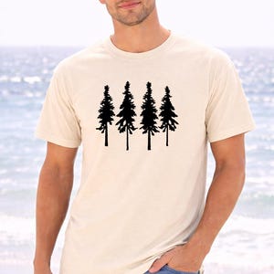 Pine Tree Line Art Shirt - Simple Forest Silhouette Graphic image 4
