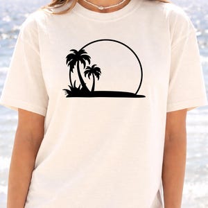 Palm Tree Sunset Tee, Minimal Beach Silhouette t-shirt image 10
