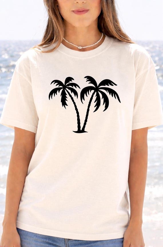 Tropical Palm Tree Tee: Minimal Black Silhouette Design