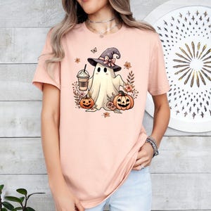 Ghost Halloween Pumpkin Shirt - Cute Spooky Tee for Women, Men & Kids - Fall Festive Apparel, Trick or Treat Costume Idea image 3
