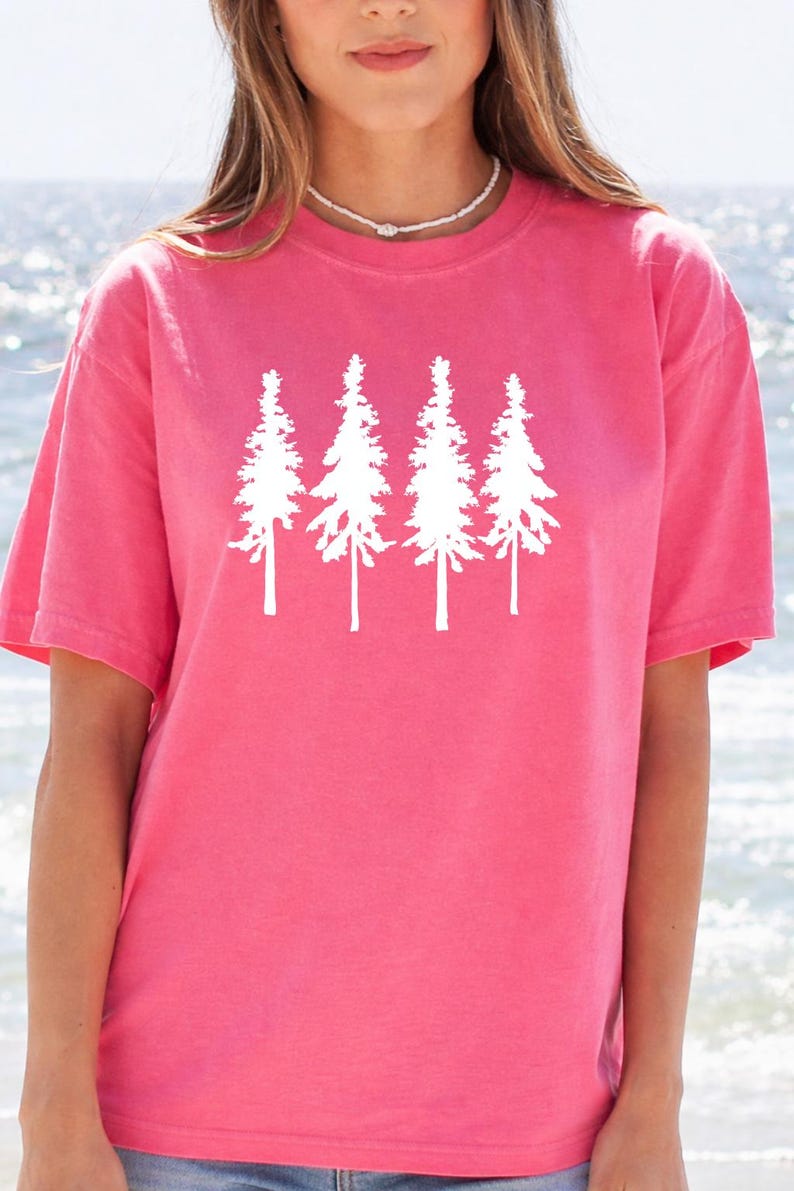 Pine Tree Line Art Shirt - Simple Forest Silhouette Graphic image 8