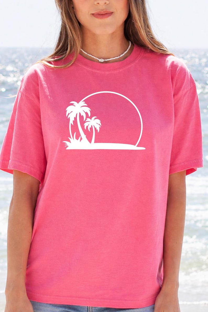 Palm Tree Sunset Tee, Minimal Beach Silhouette t-shirt image 9