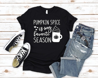 Autumn Pumpkin Spice Favorite Season Fall Shirt for Girls and Coffee Lovers
