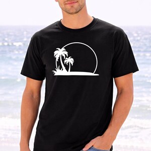Palm Tree Sunset Tee, Minimal Beach Silhouette t-shirt image 7
