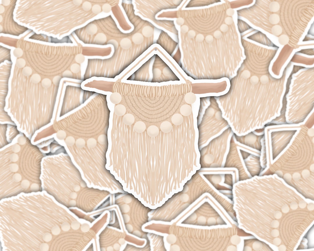 Boho Macrame Hanging Sticker Beige Vinyl Decal Trendy - Etsy