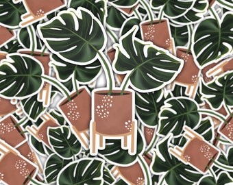 Monstera Sticker | House Plant Sticker | Potted Plant Sticker | Vinyl Decal for Bujo, Laptop, Planner, Water Bottle, Tumbler, Journal