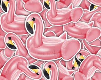 Flamingo Floatie Sticker | Summer | Waterproof Die Cut | Trendy Sticker| Laptop, Planner, Water Bottle, Tumbler, Journal, Notebook Decal |