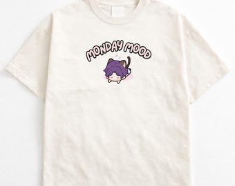 Montag Stimmung Rafayel Besticktes Shirt | Lässiges Sommer T-Shirt | Entspanntes ästhetisches T-Shirt | KINDER