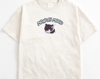 Montag Stimmung Zayne Besticktes Shirt | Lässiges Sommer T-Shirt | Entspanntes ästhetisches T-Shirt | KINDER