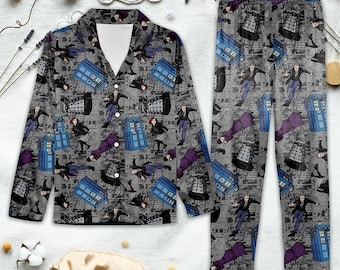 Doctor Who Familie Pyjamas | Vintage TARDIS Weihnachts Outfit | Weihnachtsgeschenk für Fans