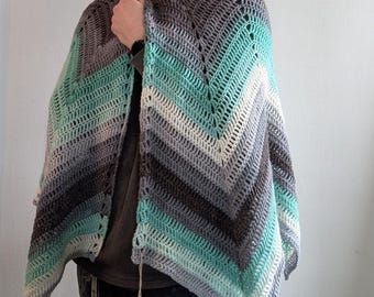 Hand Crocheted Shawl/Wrap, made with 100% acrylic yarn