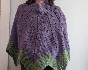 Hand crochet poncho, made with 100% acrylic yarn