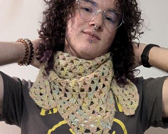 hand-crocheted alpaca shawl scarf; 100% alpaca made with handspun yarn