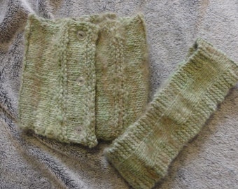 25/25/50 angora/alpaca/merino cowl and headband set; handknit, handdyed, and made with handspun yarn