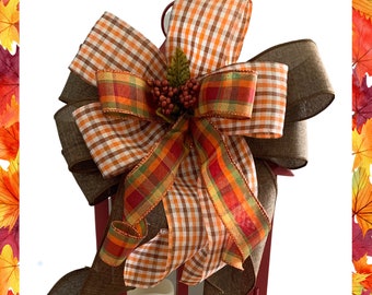 Handmade Thanksgiving Bow, Fall Lantern Decor, Autumn Colors