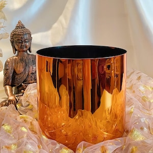 Rose Copper Gold Crystal Singing Bowl, available in all chakras, in 432Hz or 528Hz
