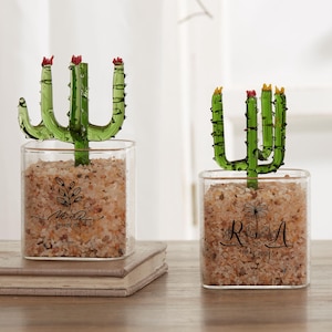 Glass Potted Plants,Mini Glass Plants,Glass cactus Flower,Handmade Glass Plants,Wedding Furniture,Gifts for friends,Mother&#39;s Day Gifts