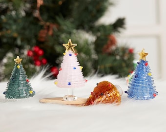 Glass Christmas Trees, Glass Mini Christmas Trees,Collectible Christmas Gifts,Handmade Stained Glass Figurines,Gifts for Friends