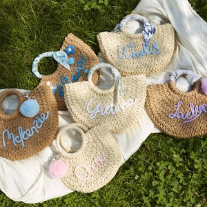 Personalized Beach Bag, Custom Straw HandBag, Bridesmaid Gifts Basket, Wedding Party Gifts, Summer Wedding Gift, Bachelorette Party Gifts