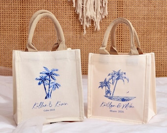 Custom Destination Wedding Welcome Bag, Palm Tree Wedding Welcome Tote, Tropical Wedding Favor,Custom Guest Gifts,Birthday Bachelorette Tote