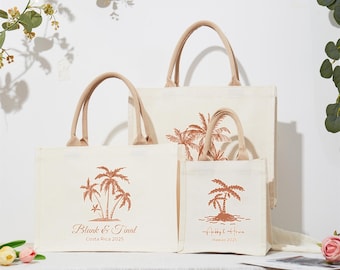 Palm Tree Wedding Welcome Tote Bags,Custom Guest Gifts,Tropical Gift Bag,Island Wedding