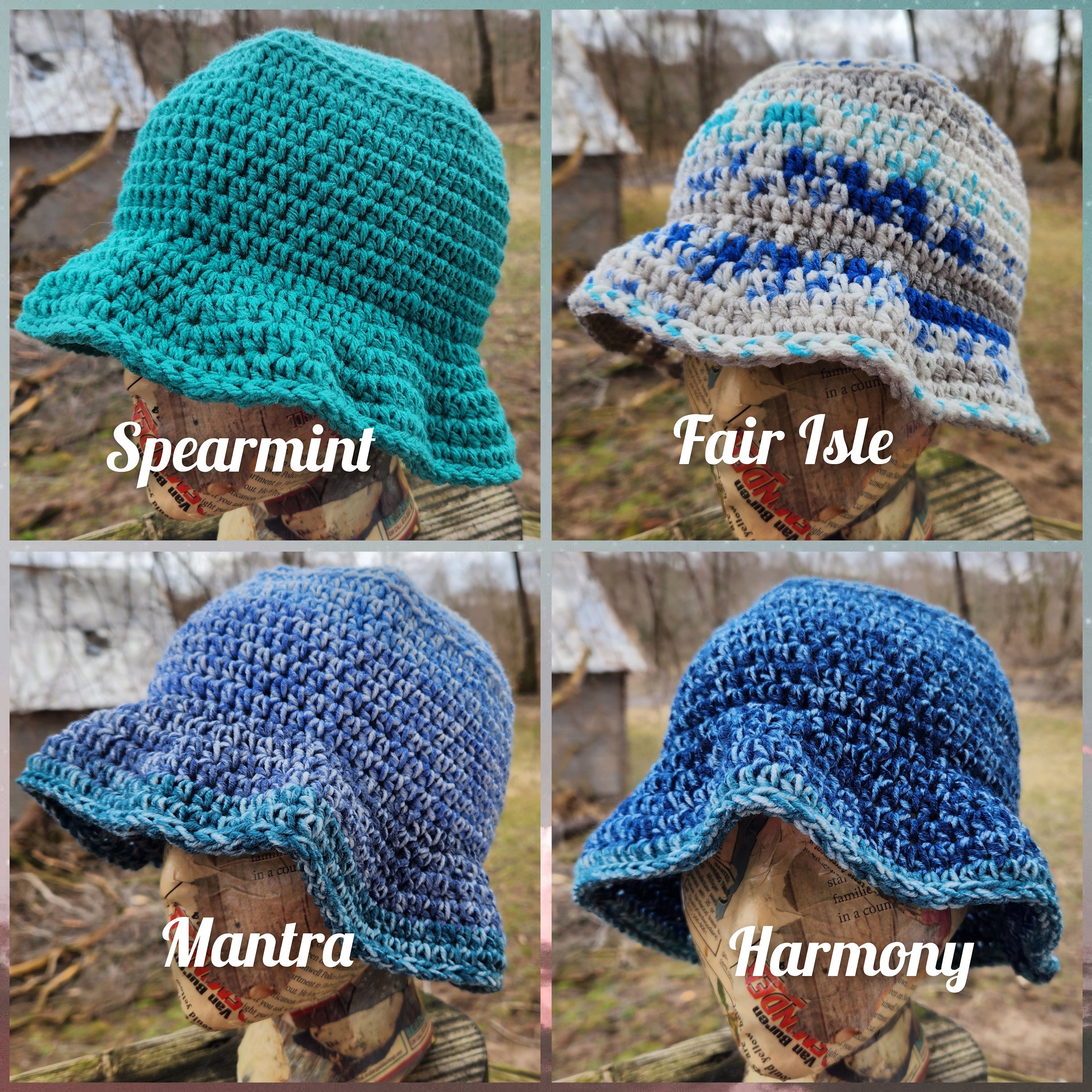 Bucket Hat Handmade Crochet Brimmed Colorful Cap Etsy