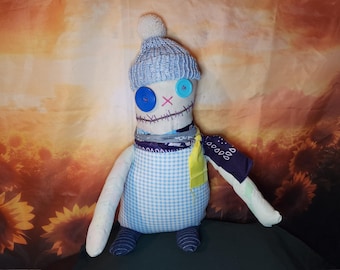 Handmade Stuffed Animal Monster Art Rag Doll Handsewn Unique OOAK