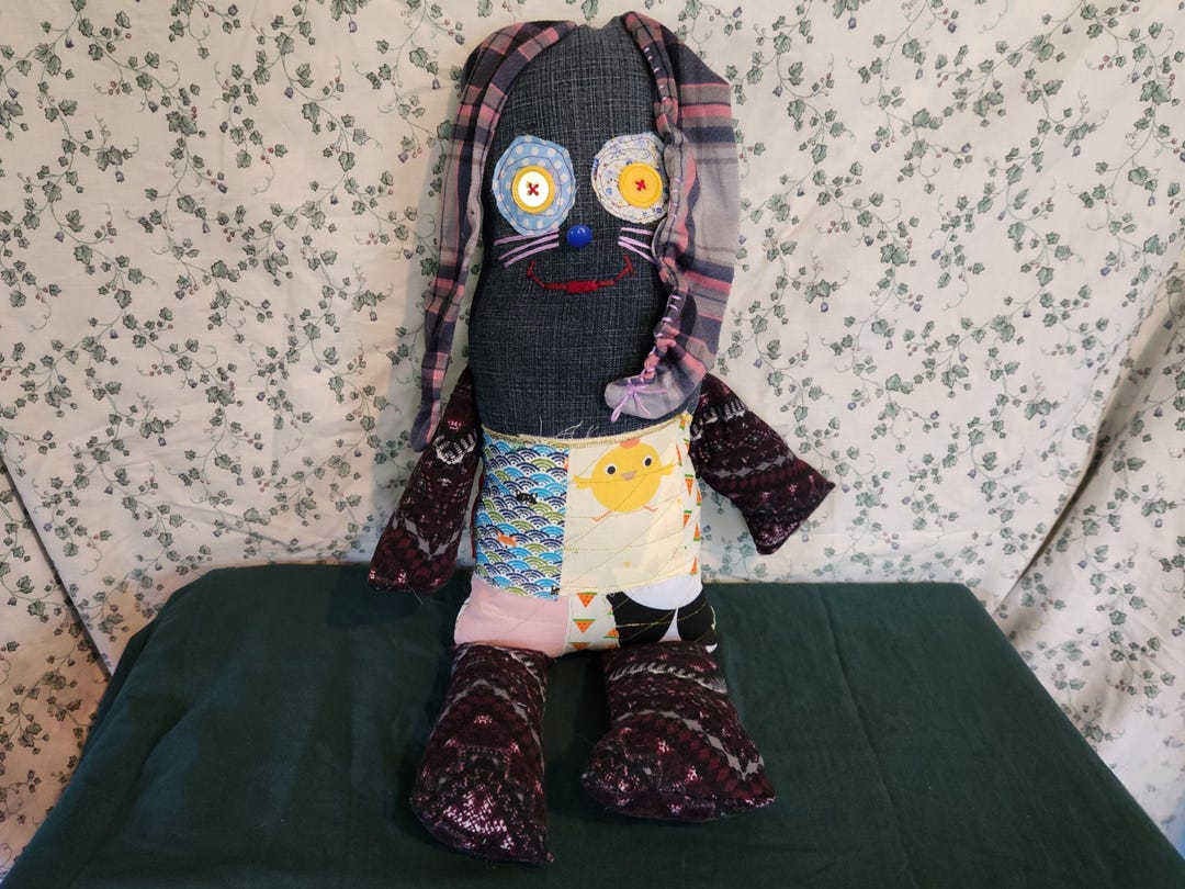 Patchwork Ragdoll Patchwork Bunny – Handmade Rag Doll Handsewn Stuffed Animal Unique OOAK ...