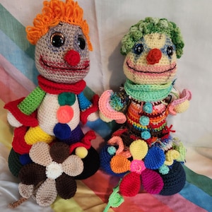 Handmade Crochet Clown Doll – Giggles & Chuckles McCobb – Whimsical Collectible Toys