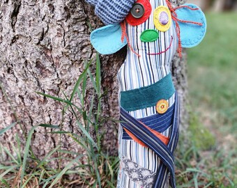 Groovy Handmade Monster Art Textile Rag Doll Handsewn Unique OOAK