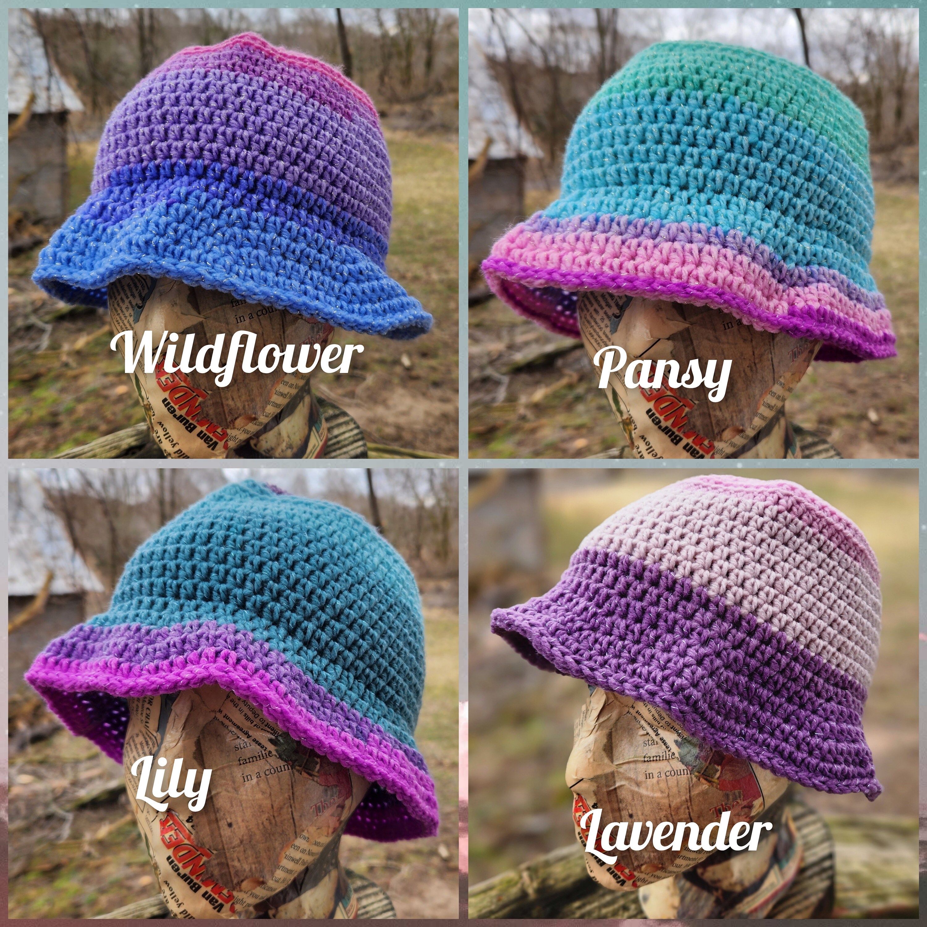 Bucket Hat Handmade Crochet Brimmed Colorful Cap Etsy