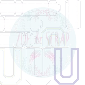Letra U mayúscula 3D archivo de corte PNG,SVG y EPS, comprimido en un archivo .zip
