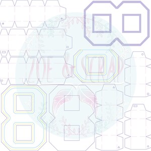Number 8 in 3D PNG,SVG and EPS cutting file, compressed into a .zip